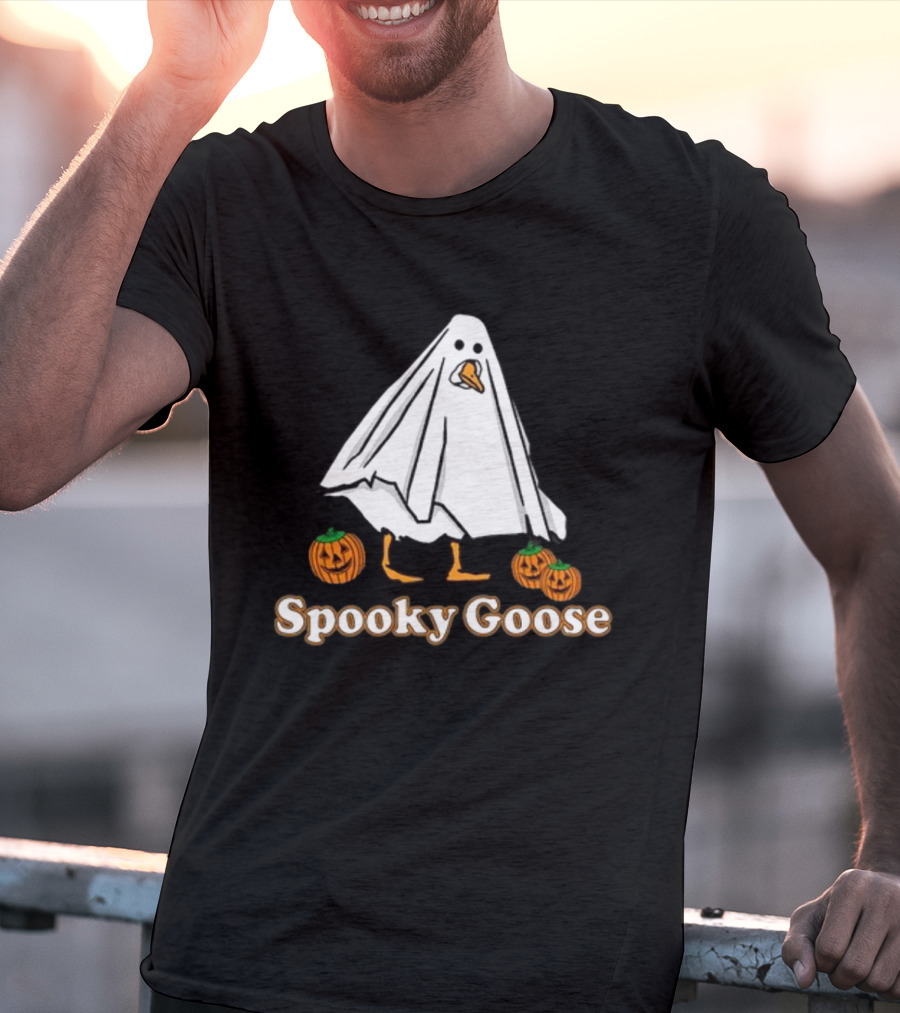 Spooky Goose Ghost Costume With Pumpkins T-Shirt