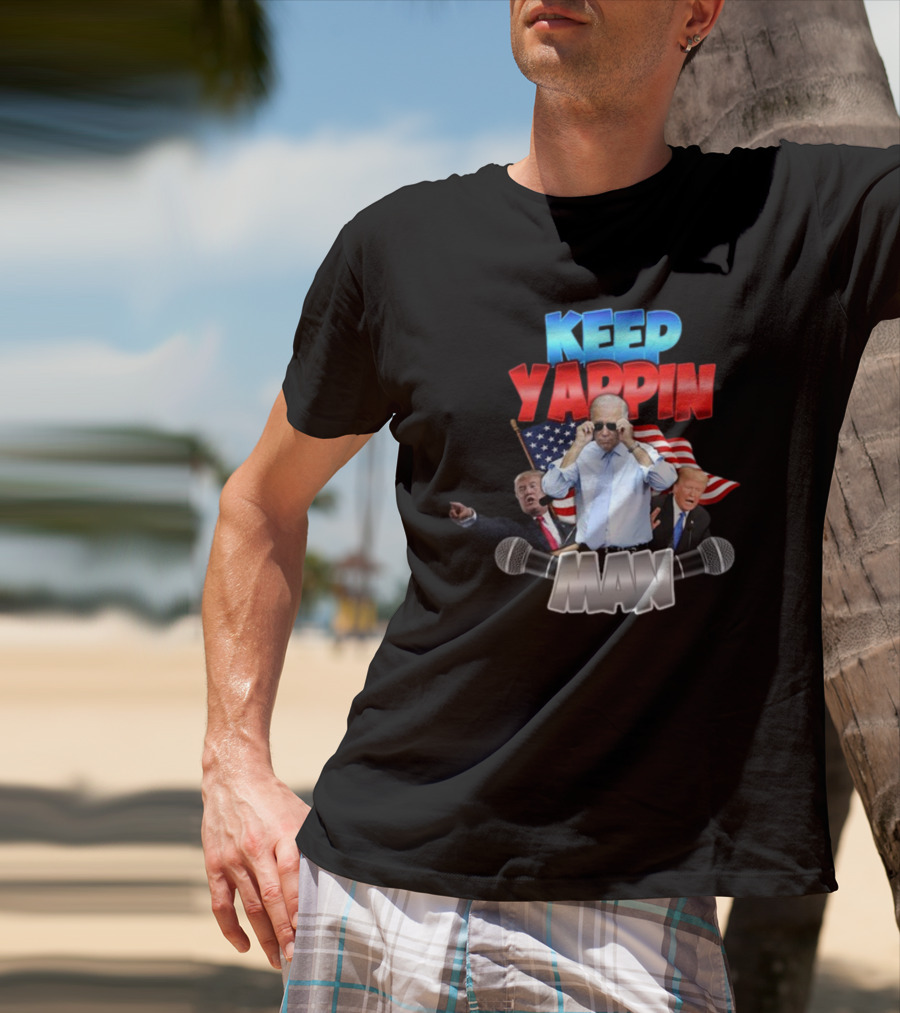 Keep Yappin Man American Flag Microphone Design By Designedbytheboys T-Shirt