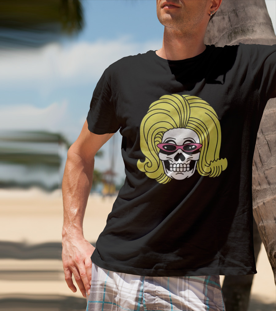 Juno Birch Death Skull Blonde Wig Pink Sunglasses T-Shirt