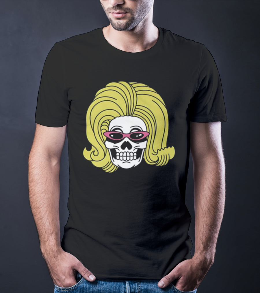 Juno Birch Death Skull Blonde Wig Pink Sunglasses T-Shirt