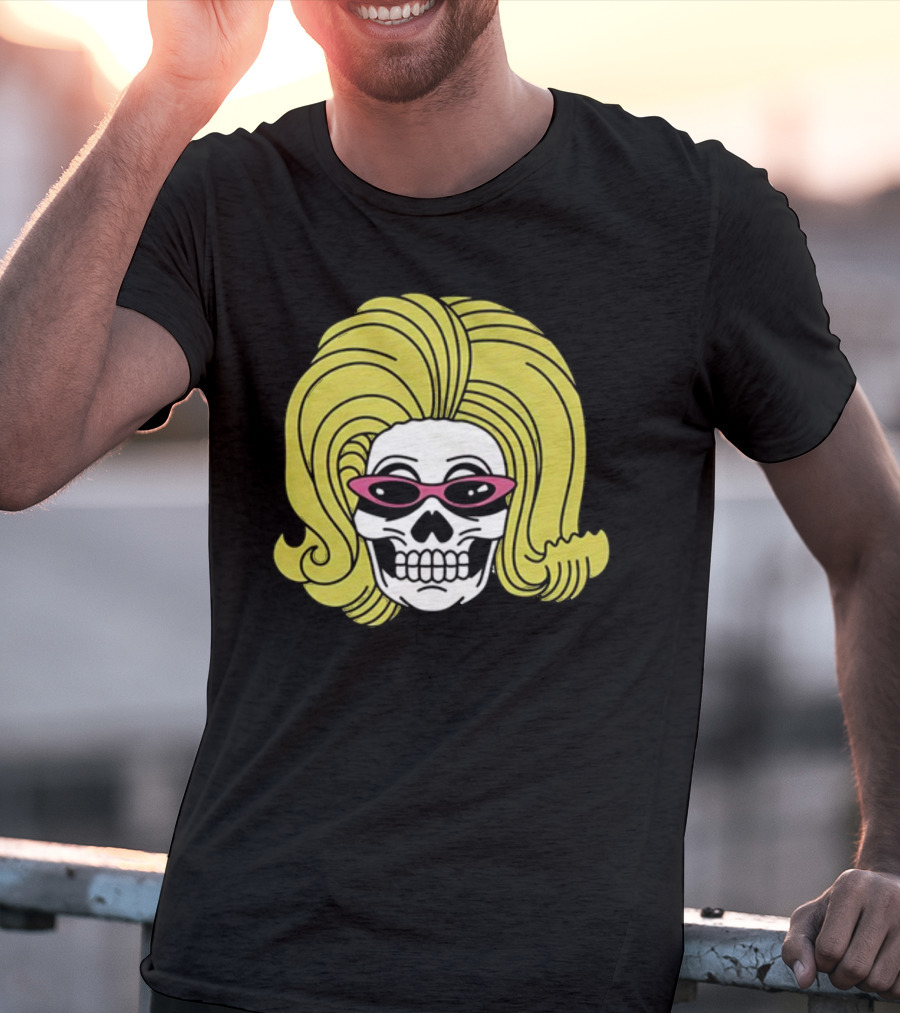 Juno Birch Death Skull Blonde Wig Pink Sunglasses T-Shirt