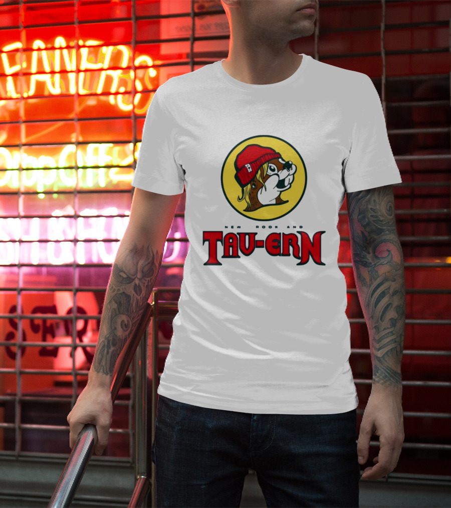 New Brookland Tavern Buc-Ees Nbt Logo With Red Hat Mascot T-Shirt