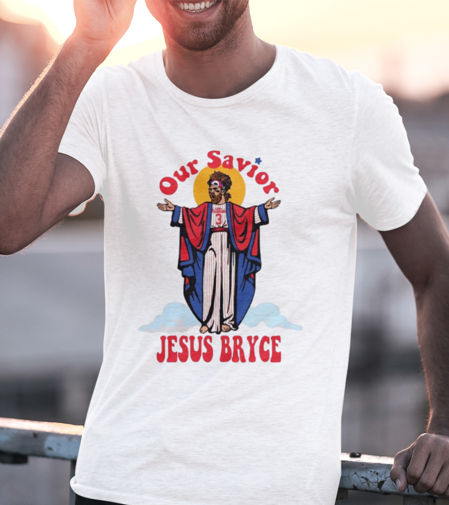 Our Savior Jesus Bryce Illustrated In Baseball Robes T-Shirt