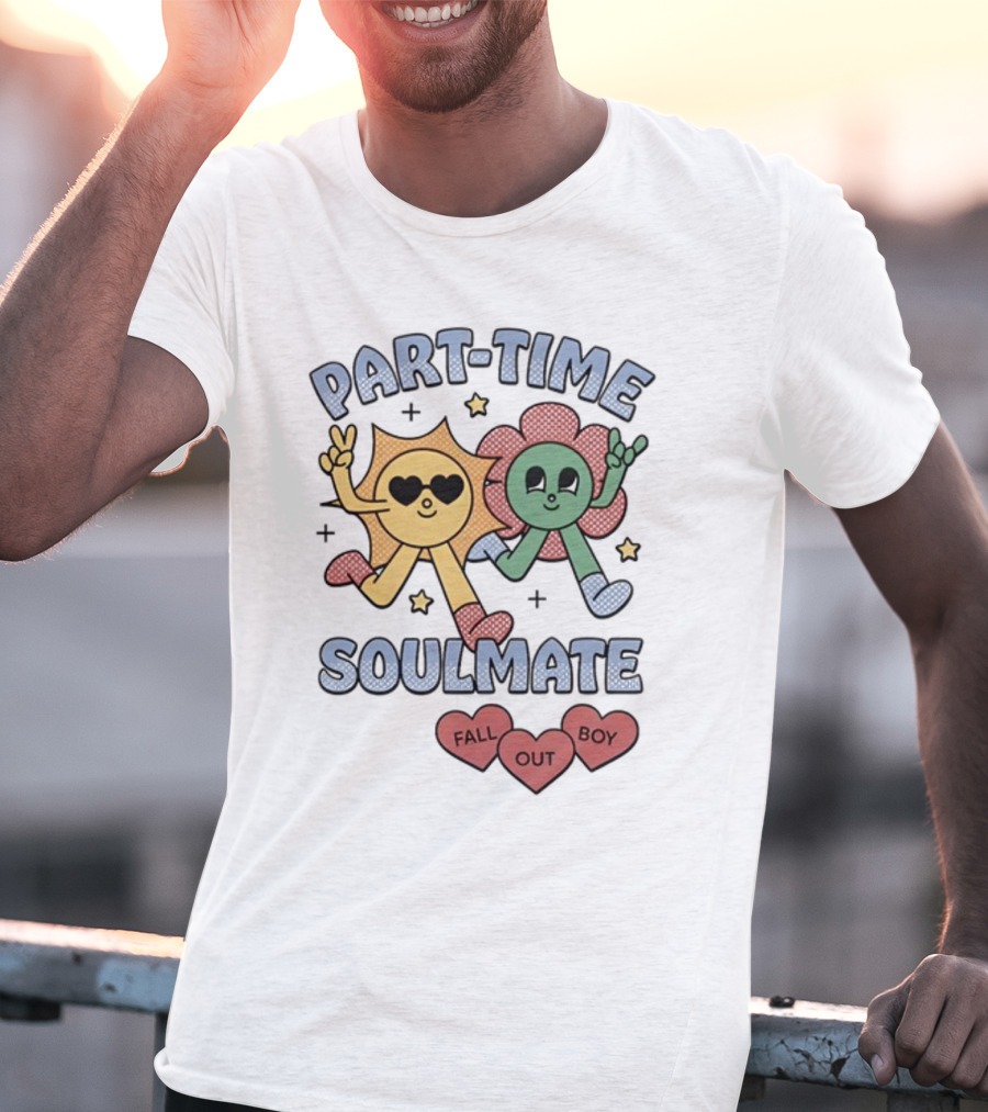 Part-Time Soulmate Fall Out Boy Hearts And Happy Flowers T-Shirt