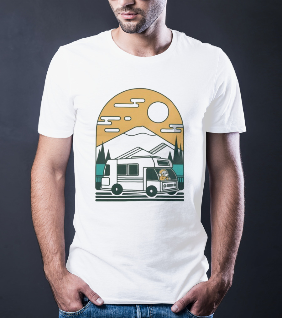 Cdawgva Road Trippin Camper Adventure Under A Mountain Sunrise T-Shirt