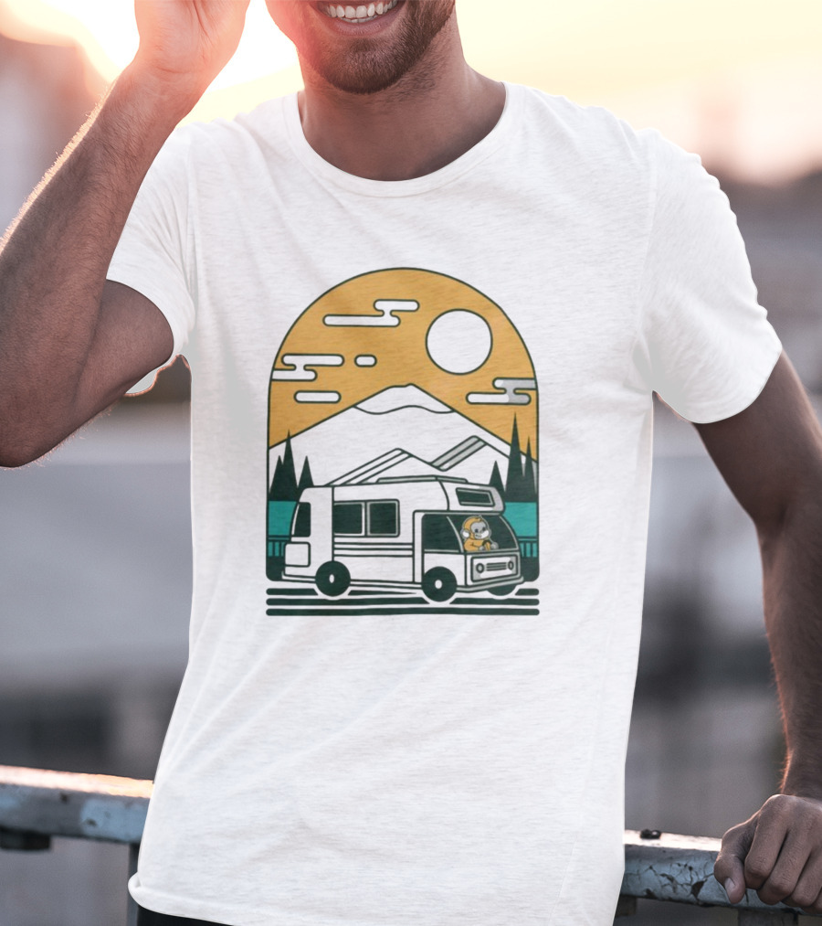 Cdawgva Road Trippin Camper Adventure Under A Mountain Sunrise T-Shirt