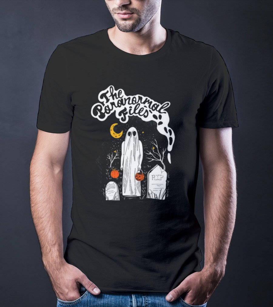 The Paranormal Files Ghost Halloween Cemetery Moon Stars RIP Pumpkin T-Shirt