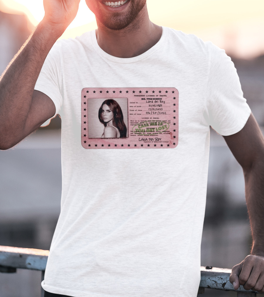 Permanent License Of Travel Lana Del Rey Id Card Stars T-Shirt