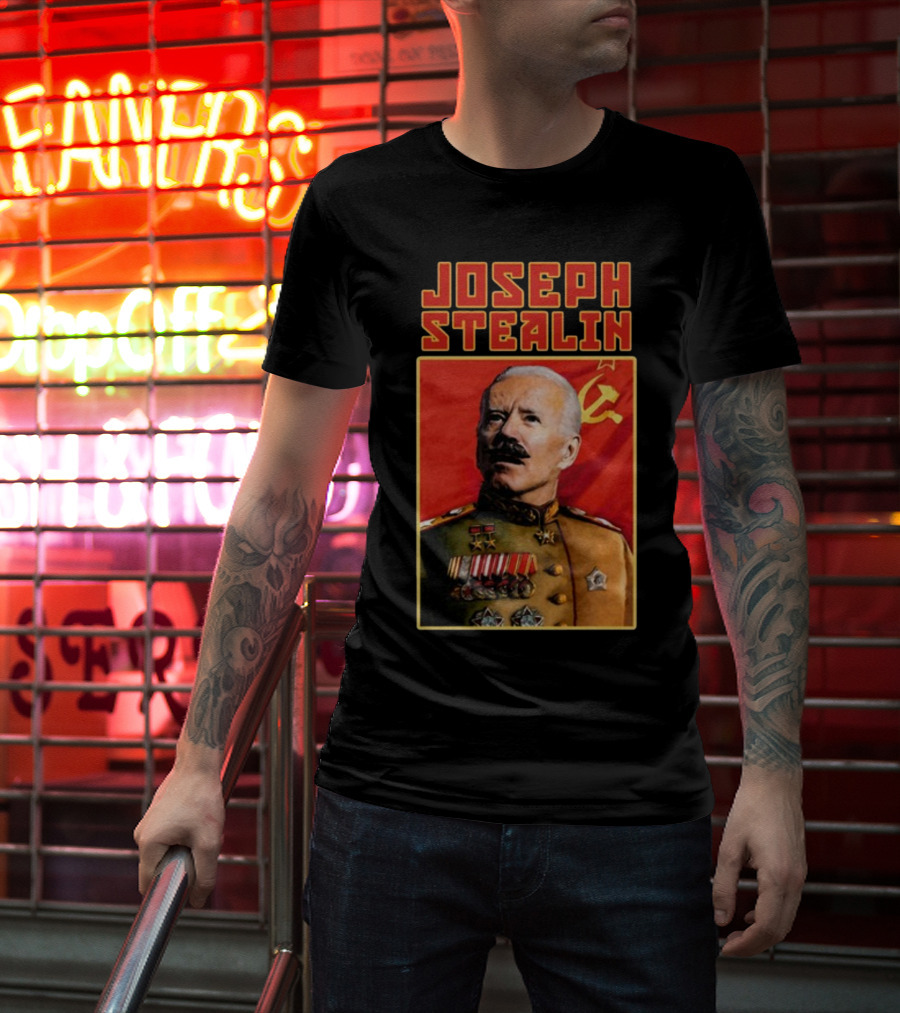 Joseph Stealin Soviet Parody Stalin Uniform Red Flag T-Shirt