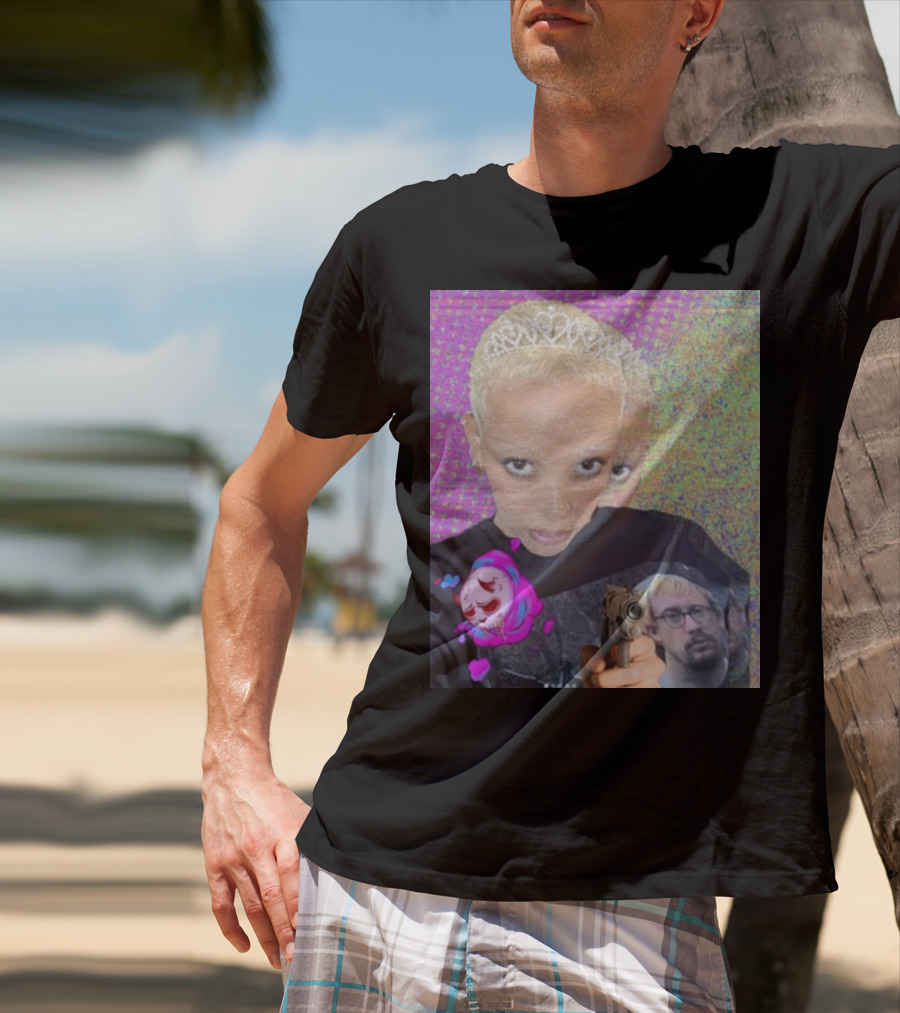 Doja Cat Sam Hyde Tiara Emoji Gun Sweater Multicolored Background T-Shirt