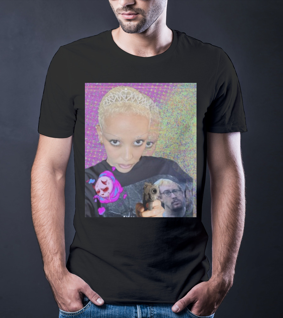 Doja Cat Sam Hyde Tiara Emoji Gun Sweater Multicolored Background T-Shirt