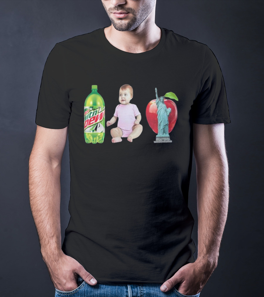 Diet Mountain Dew Baby Statue Of Liberty Apple New York City T-Shirt