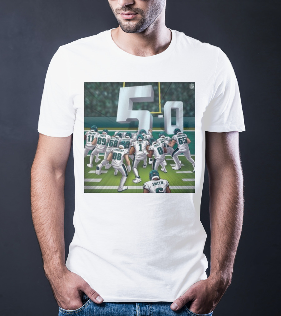 Jalen Hurts Brotherly Shove 5-0 Eagles Victory T-Shirt