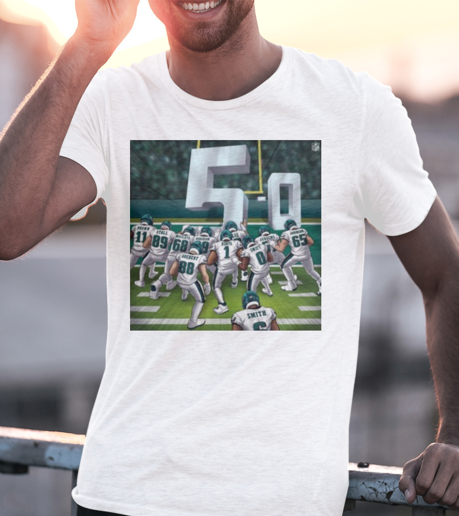 Jalen Hurts Brotherly Shove 5-0 Eagles Victory T-Shirt