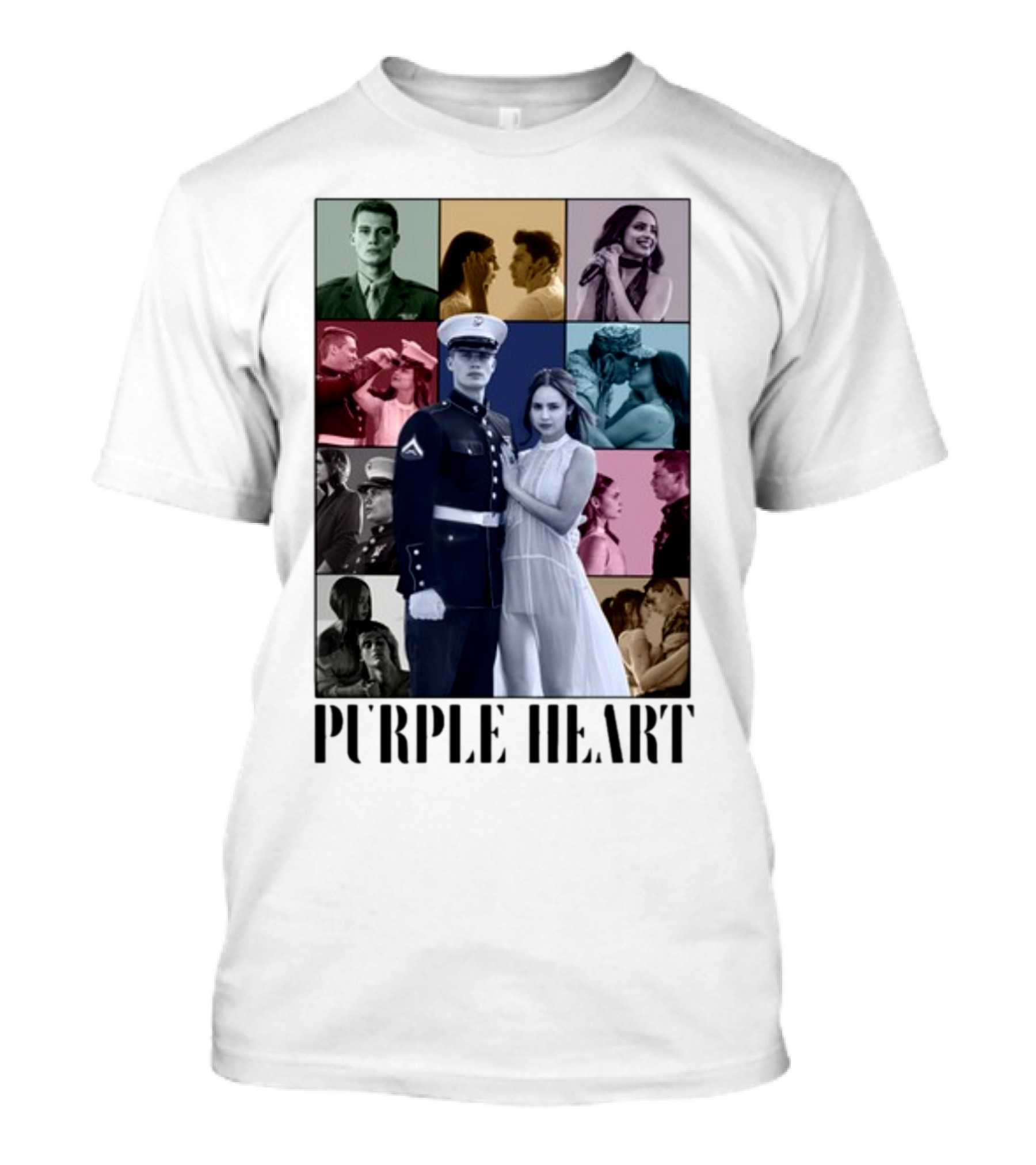 Purple Hearts Romantic Military Love Story Collage T-Shirt
