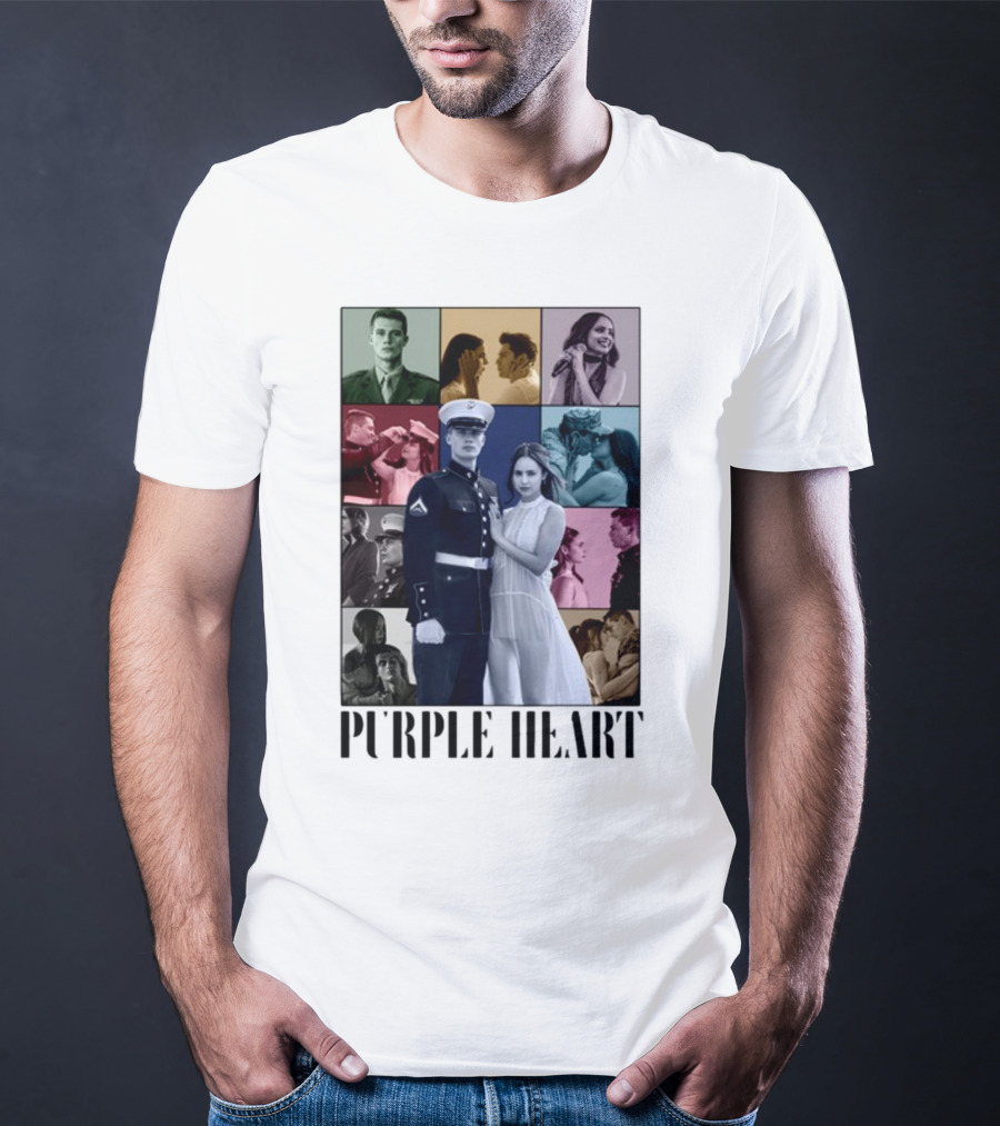 Purple Hearts Romantic Military Love Story Collage T-Shirt