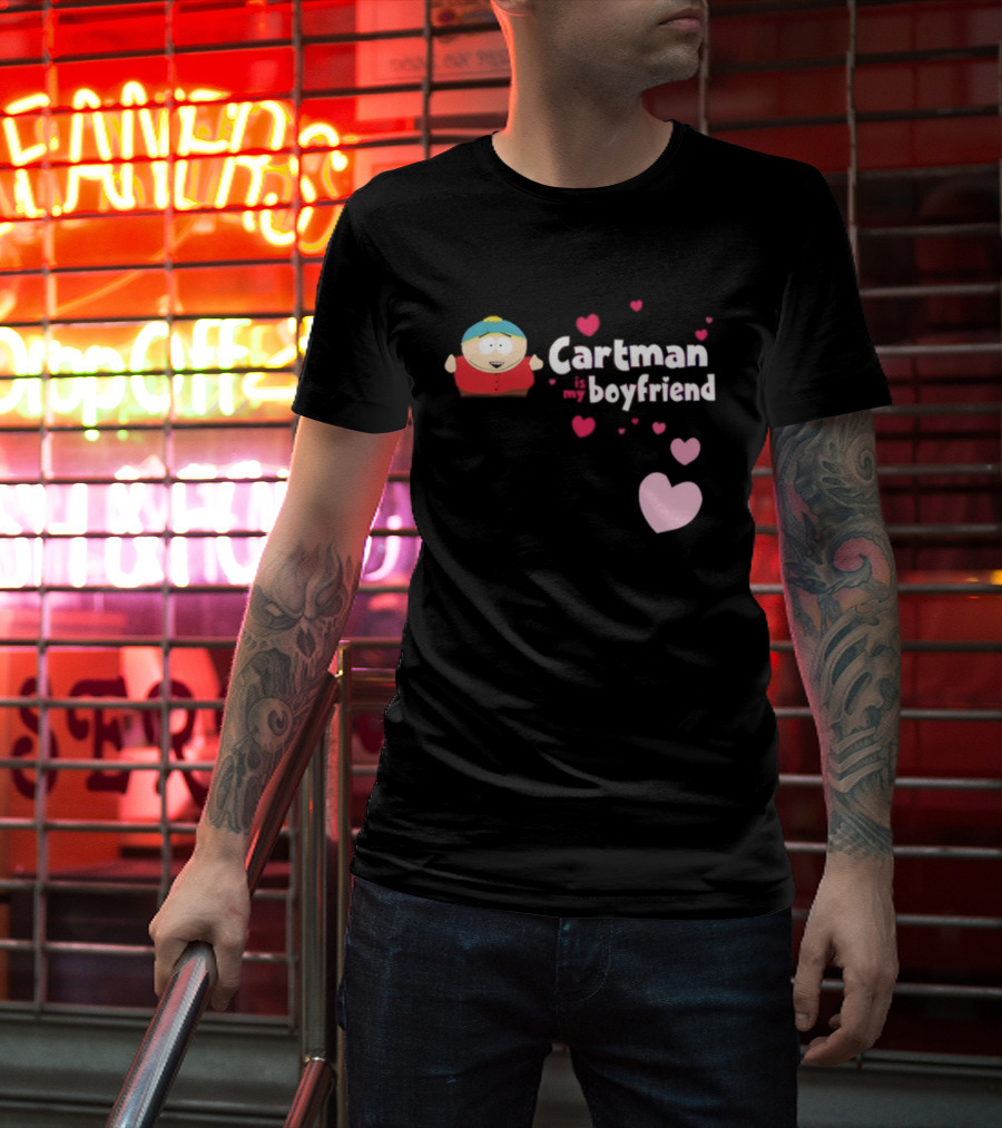 Cartman Is My Boyfriend Pink Hearts Cartoon Character T-Shirt