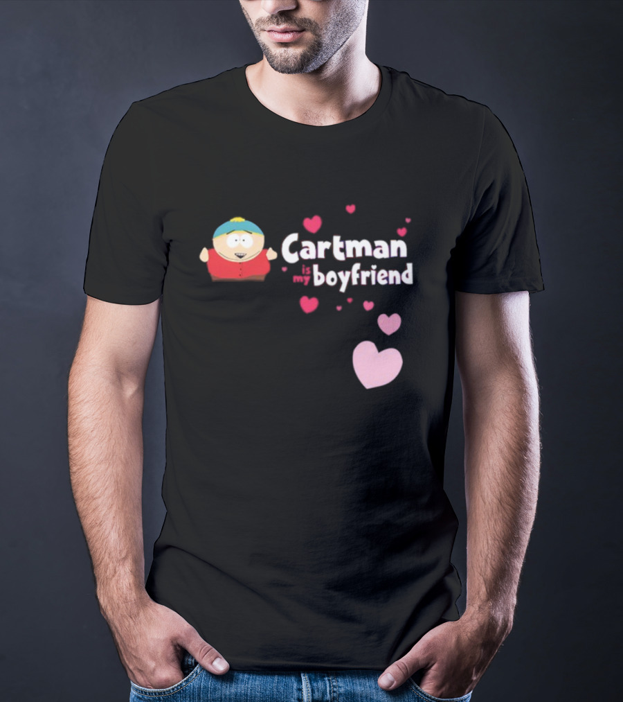 Cartman Is My Boyfriend Pink Hearts Cartoon Character T-Shirt