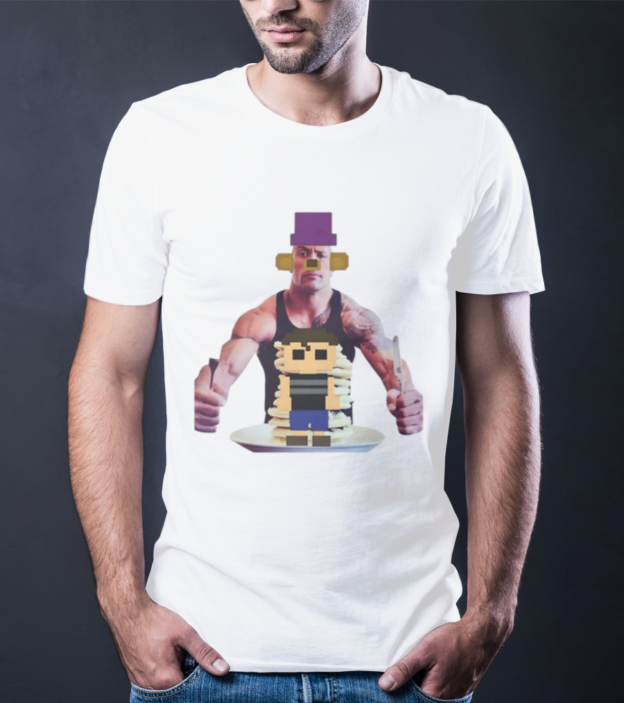Fredbea The Rock Eats The Crying Child Pancakes Image Mashup T-Shirt