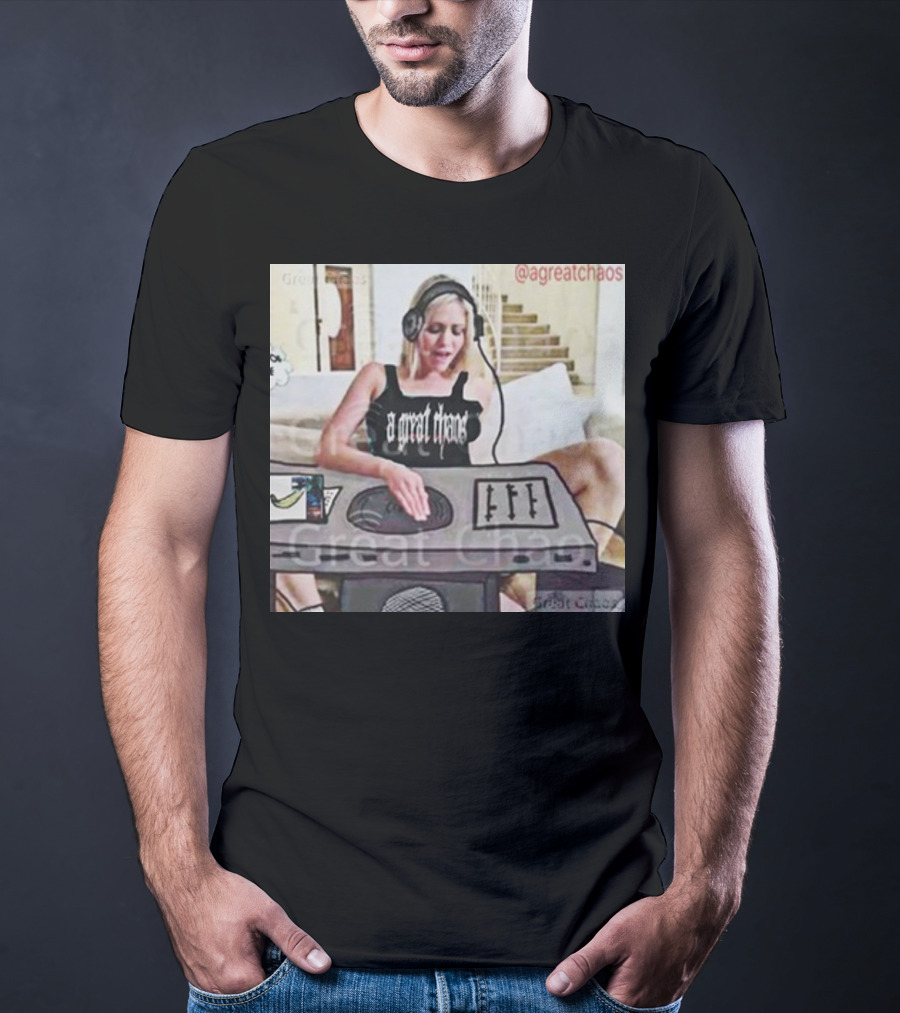 A Great Chaos DJ Mixing Beats At Home Console T-Shirt