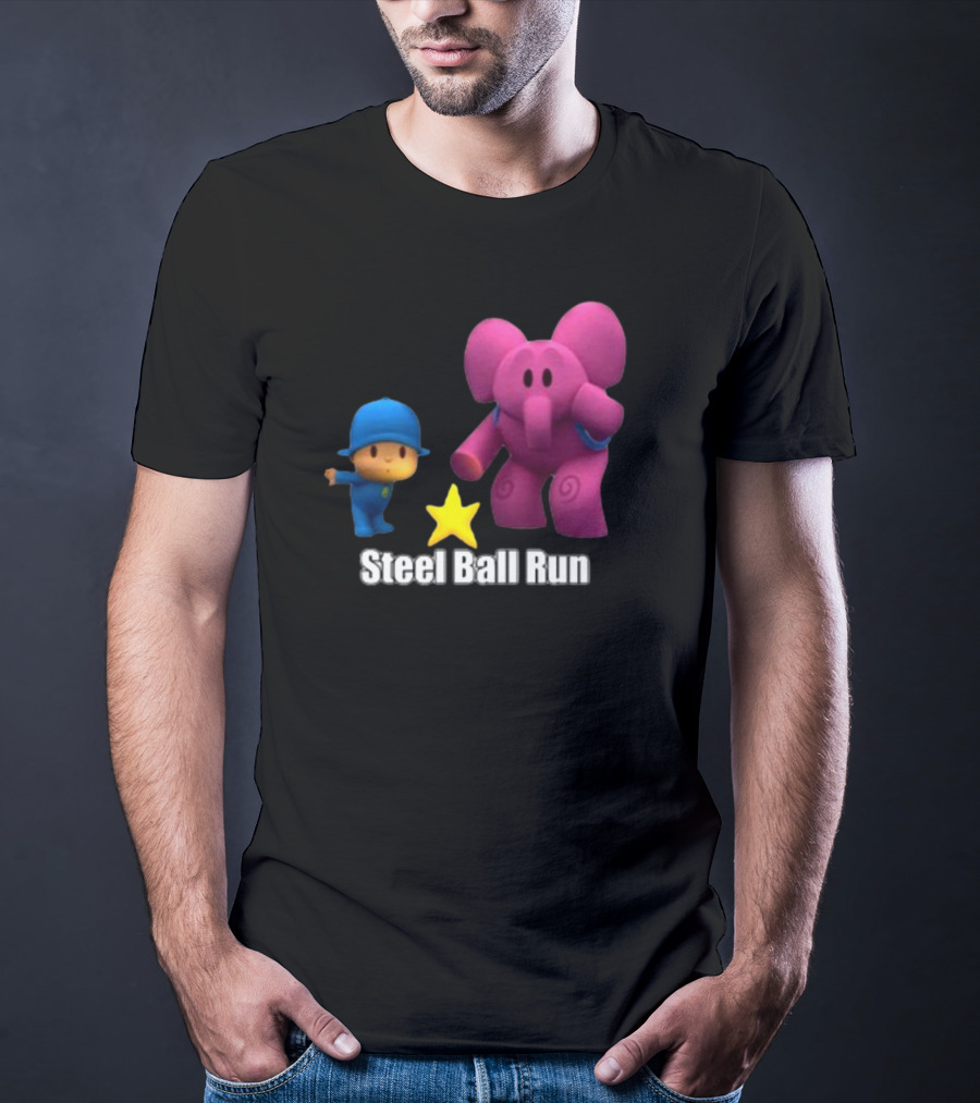 Pocoyo And Pink Elephant Star Steel Ball Run T-Shirt