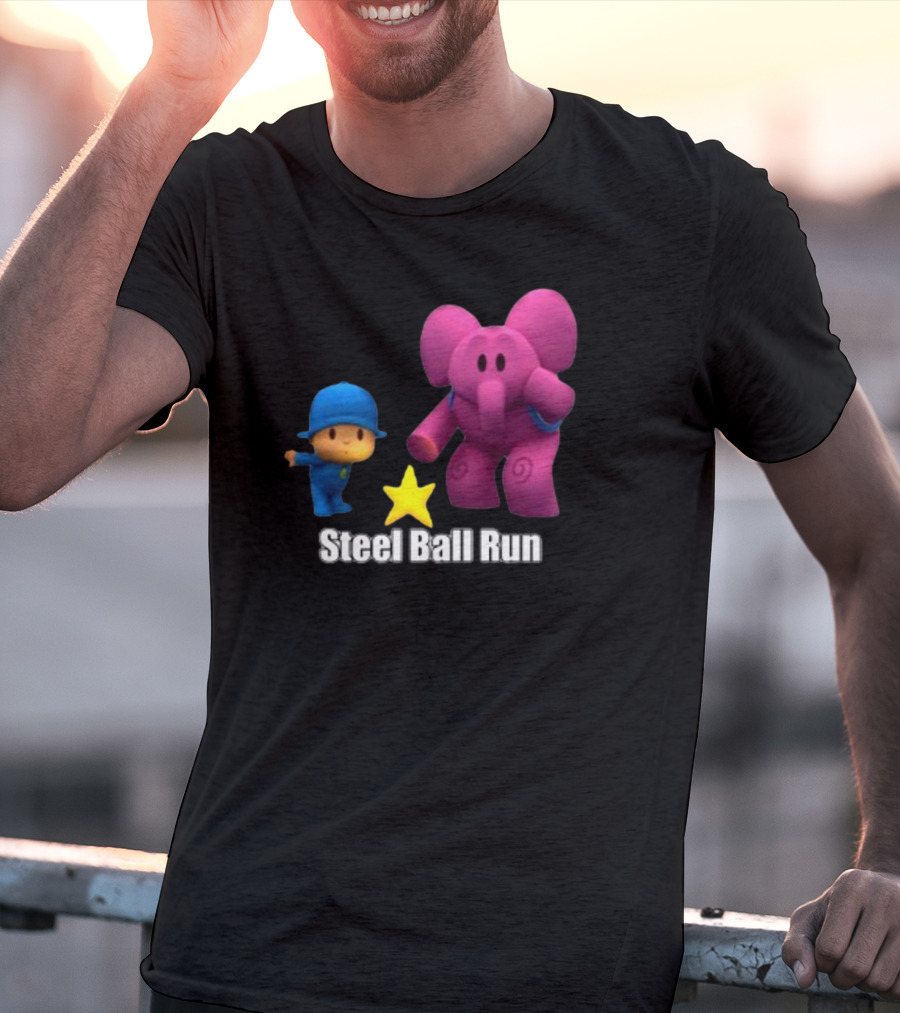 Pocoyo And Pink Elephant Star Steel Ball Run T-Shirt