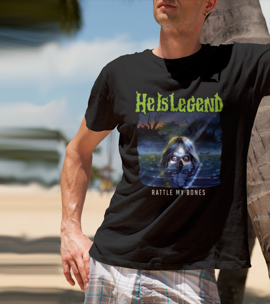 He Is Legend Rattle My Bones Eerie Forest Lake Ghostly Face T-Shirt
