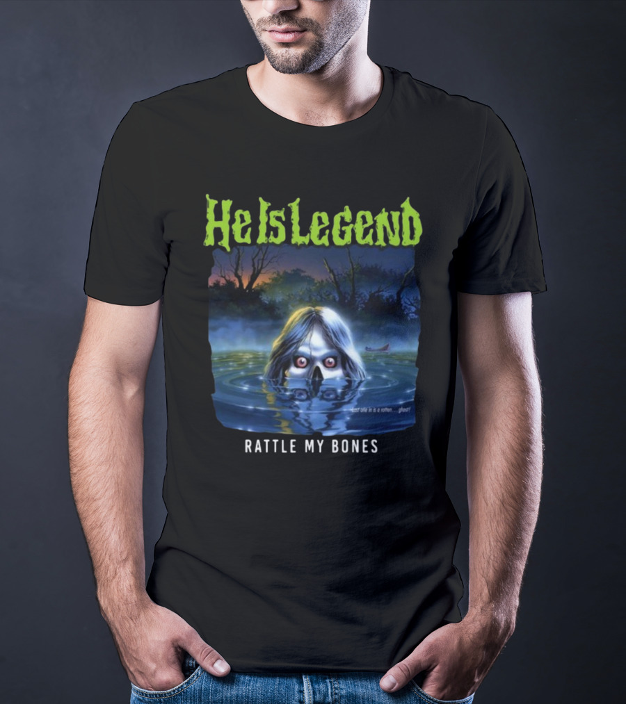 He Is Legend Rattle My Bones Eerie Forest Lake Ghostly Face T-Shirt