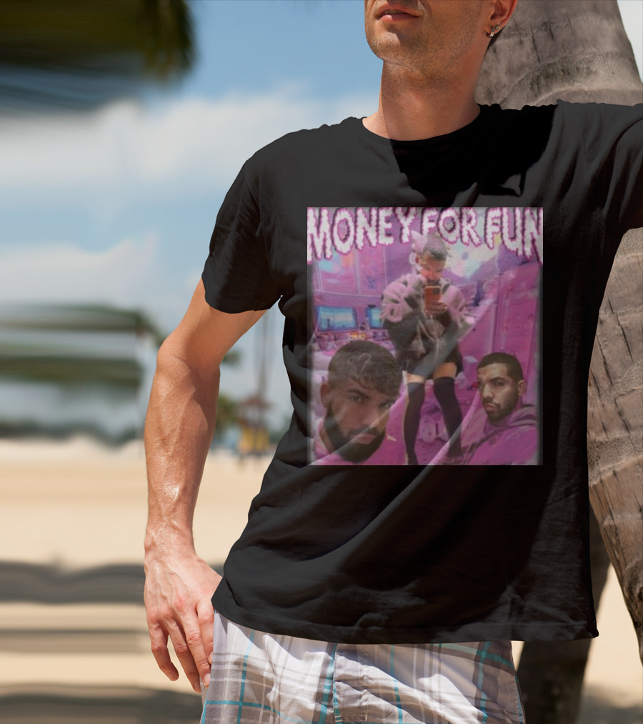 Money For Fun Funnyahhtees Pink Room Selfie Collage T-Shirt
