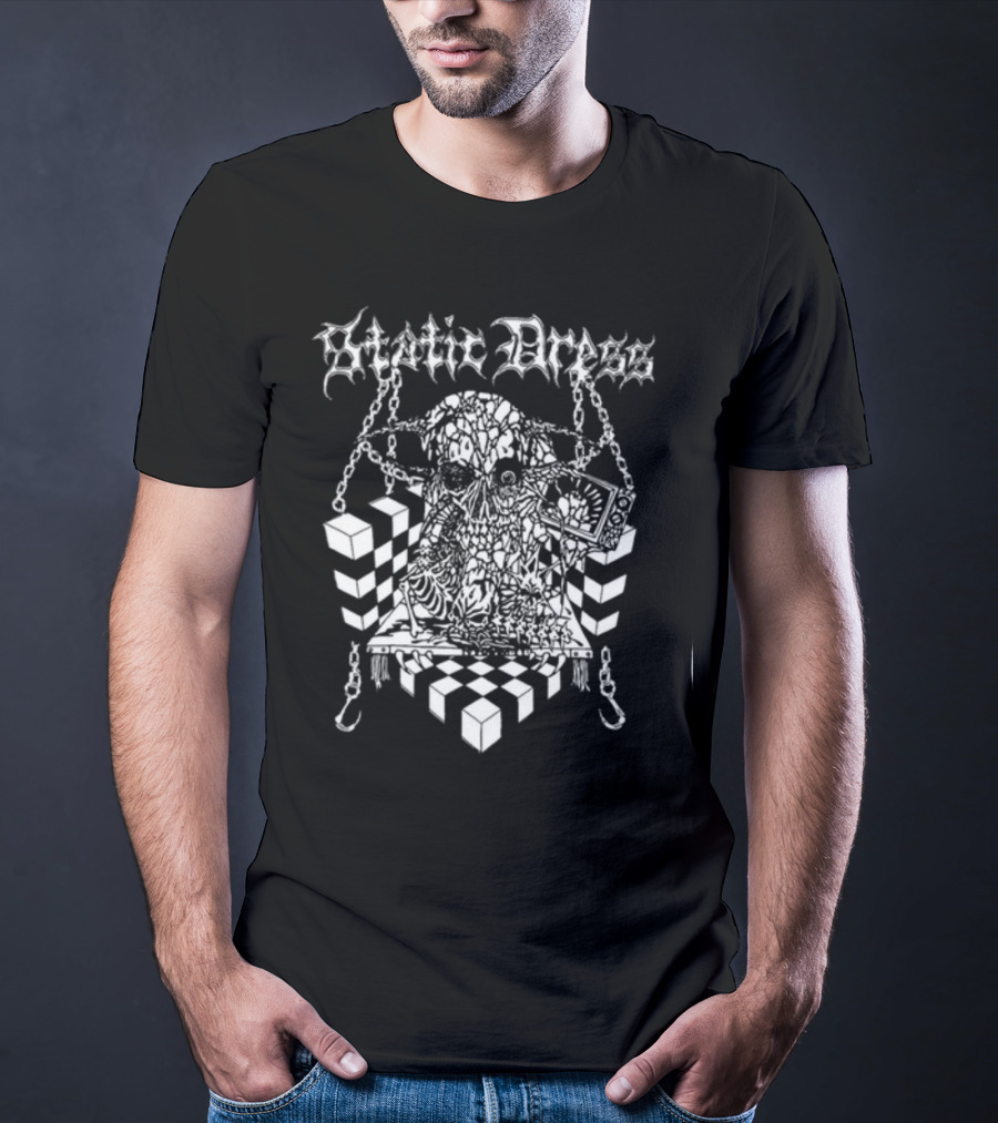 Kerrang X Static Dress Skull Chains Optical Illusion T-Shirt