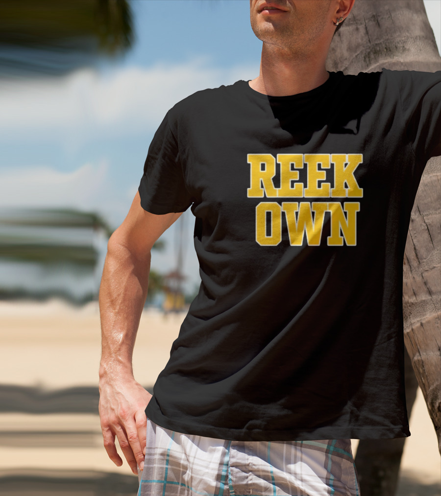 REEK OWN Bold Yellow Block Letters On Black Square T-Shirt