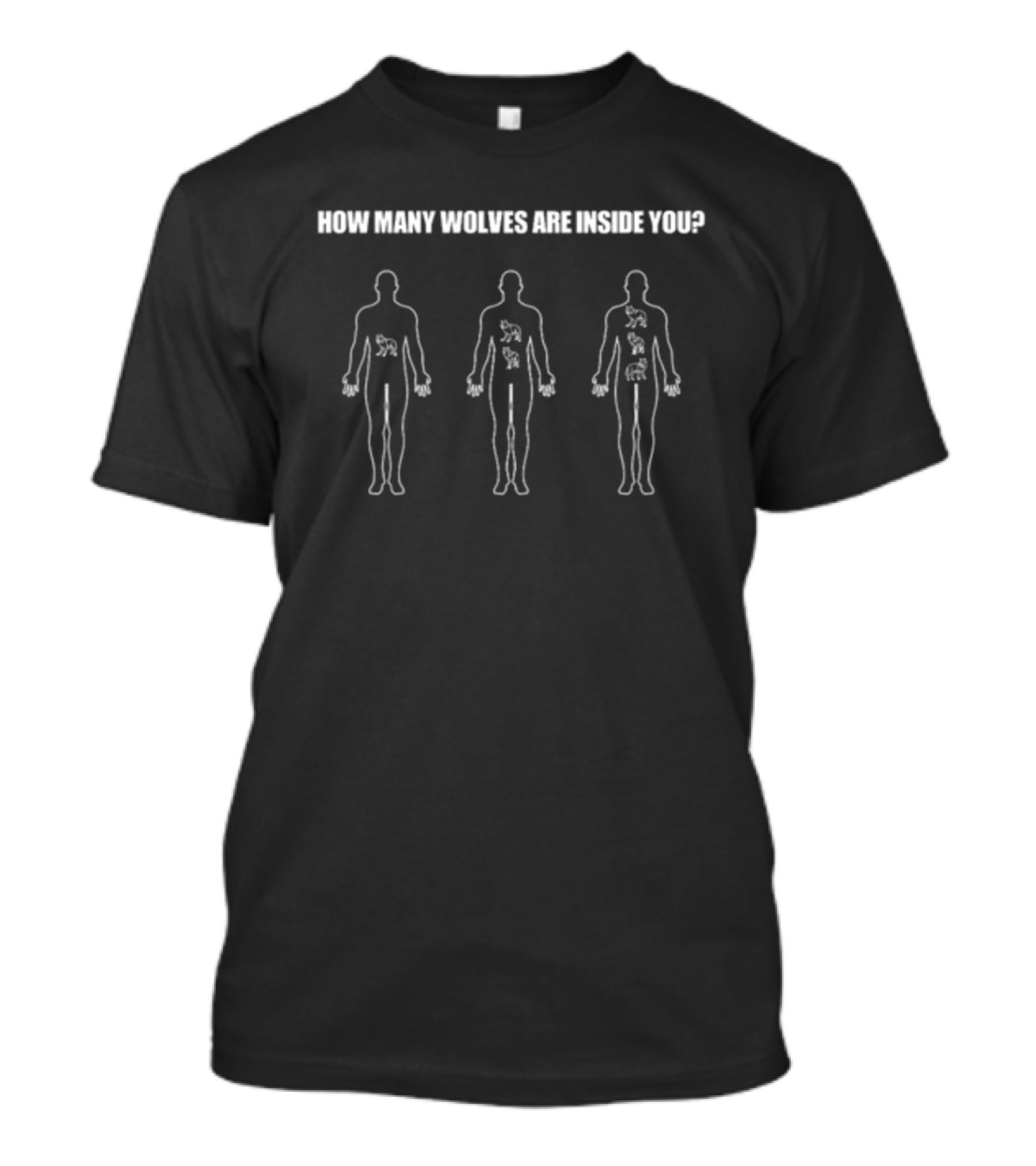 HOW MANY WOLVES ARE INSIDE YOU THREE HUMAN FIGURES WITH WOLVES INSIDE T-Shirt