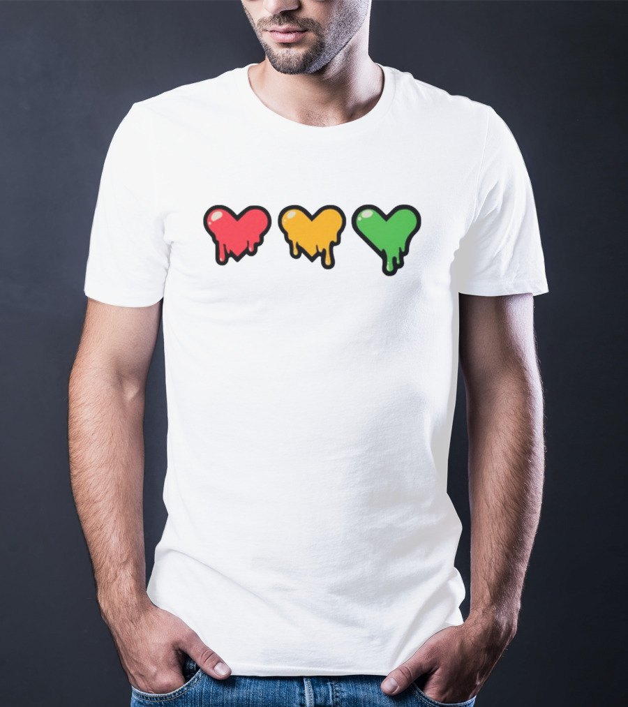 Top Lifeseries Heart Drip Red Yellow Green Hearts T-Shirt