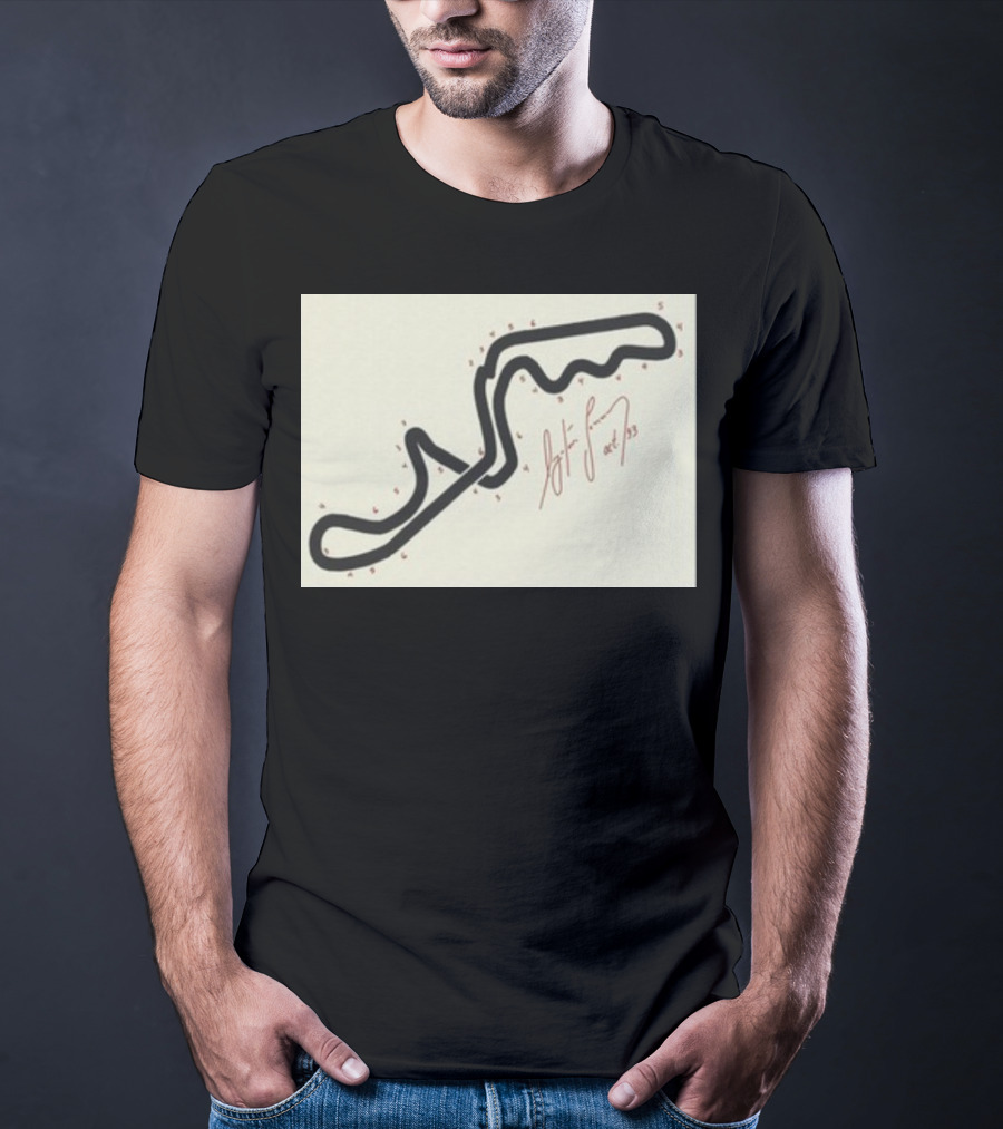Ayrton Senna Hand-Drawn Suzuka GP 1993 Circuit Map Autograph T-Shirt