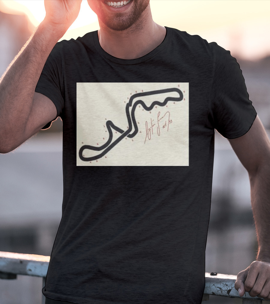 Ayrton Senna Hand-Drawn Suzuka GP 1993 Circuit Map Autograph T-Shirt