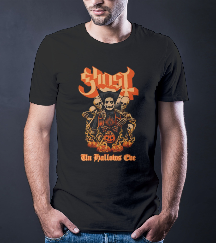 Ghost Papa Emeritus Iv Unhallows Eve Skeletons And Pumpkins T-Shirt