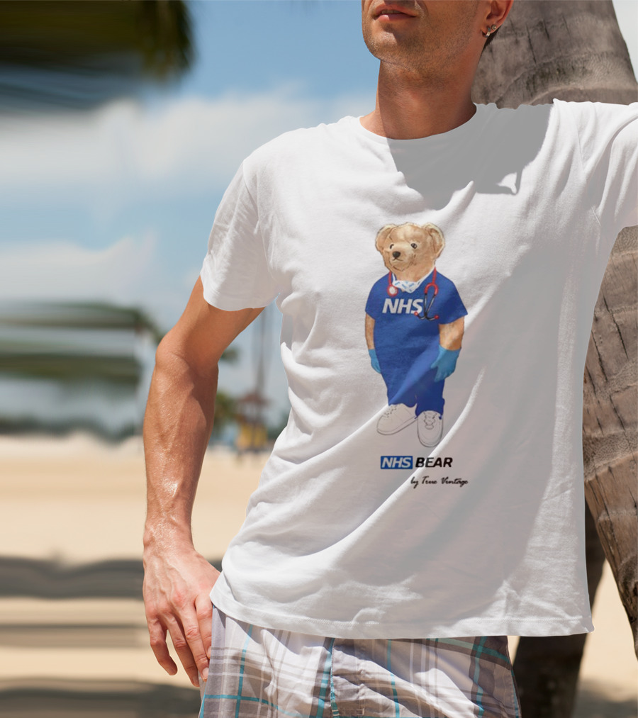 NHS Bear Blue Scrubs With Stethoscope And Gloves T-Shirt