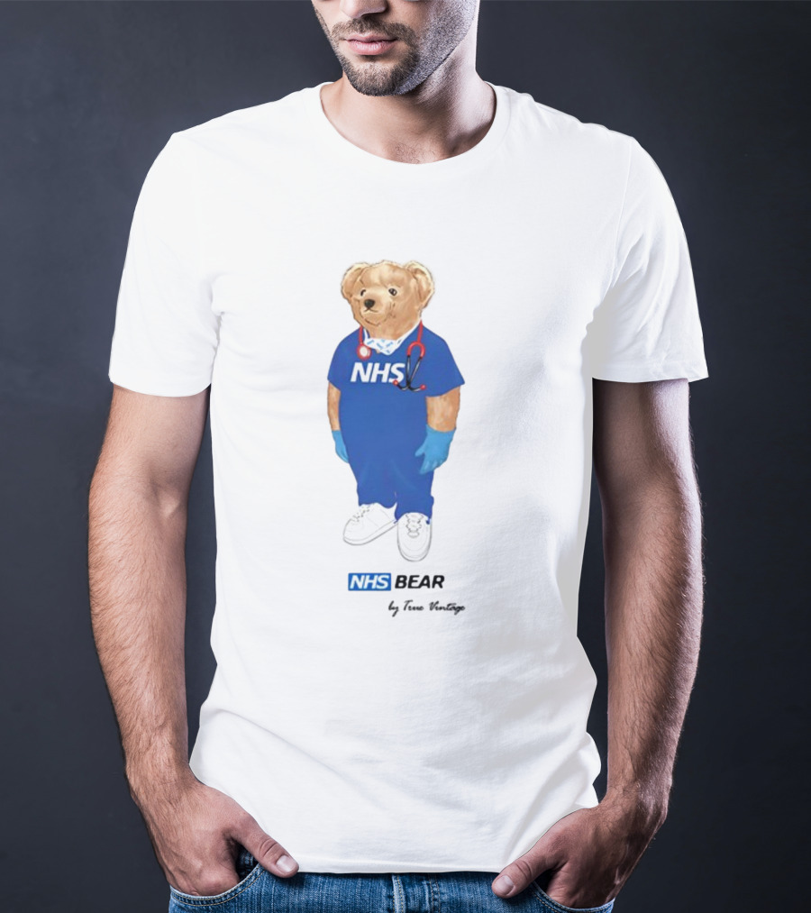 NHS Bear Blue Scrubs With Stethoscope And Gloves T-Shirt