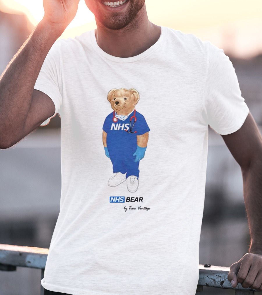 NHS Bear Blue Scrubs With Stethoscope And Gloves T-Shirt