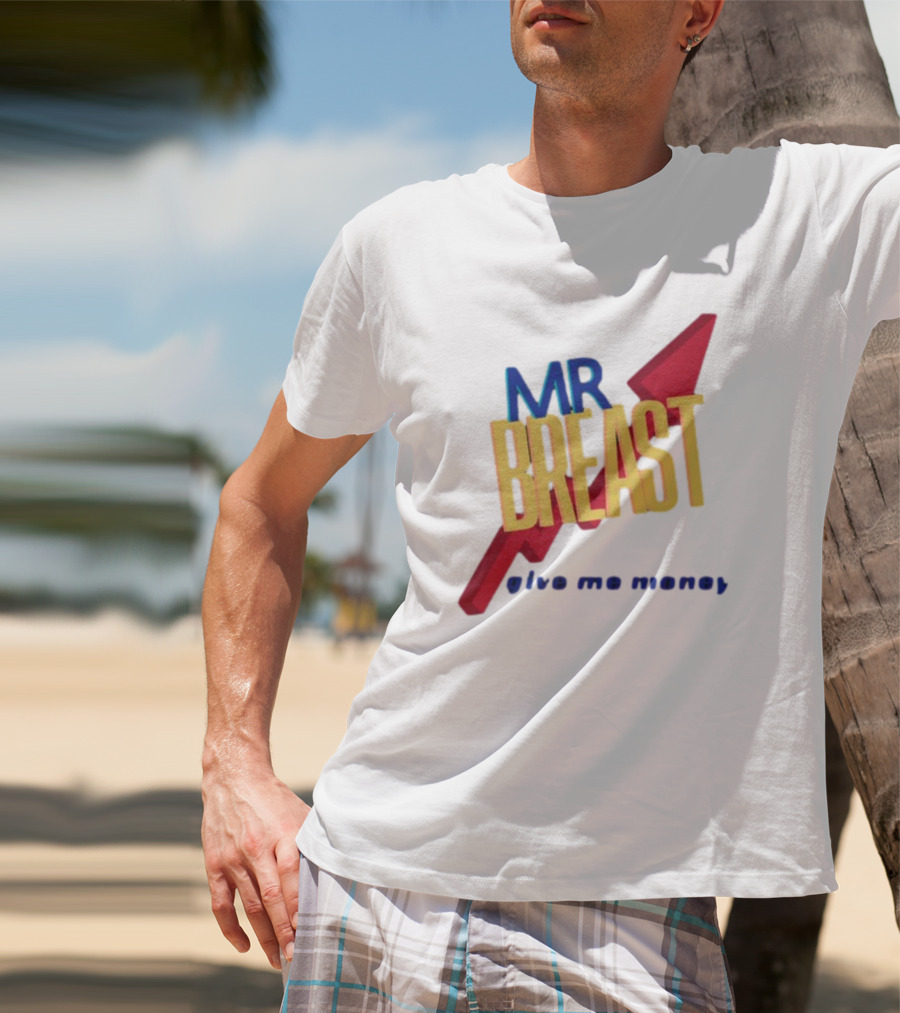 Mr Breast Give Me Money Retro Style Iconic T-Shirt