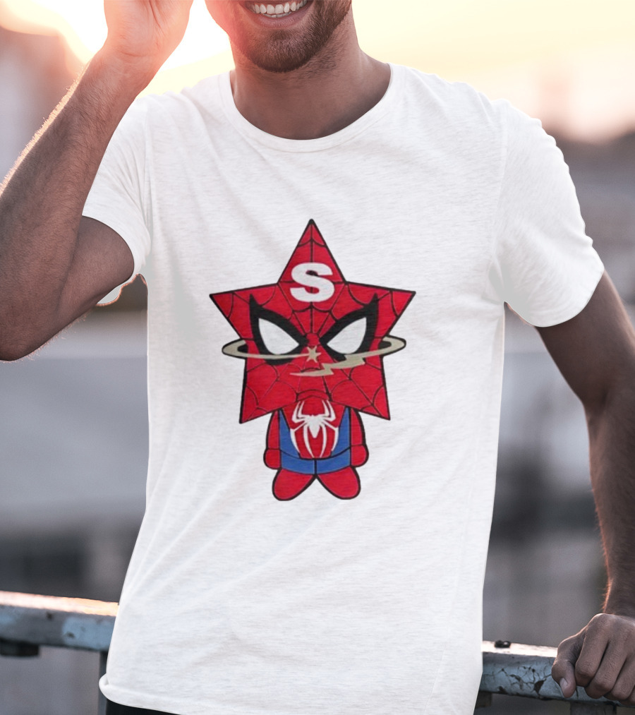 Star Character With Superhero Web Icon And Red Suit T-Shirt