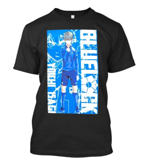 Blue Lock Isagi Yoichi Anime Soccer Character Bold Blue T-Shirt