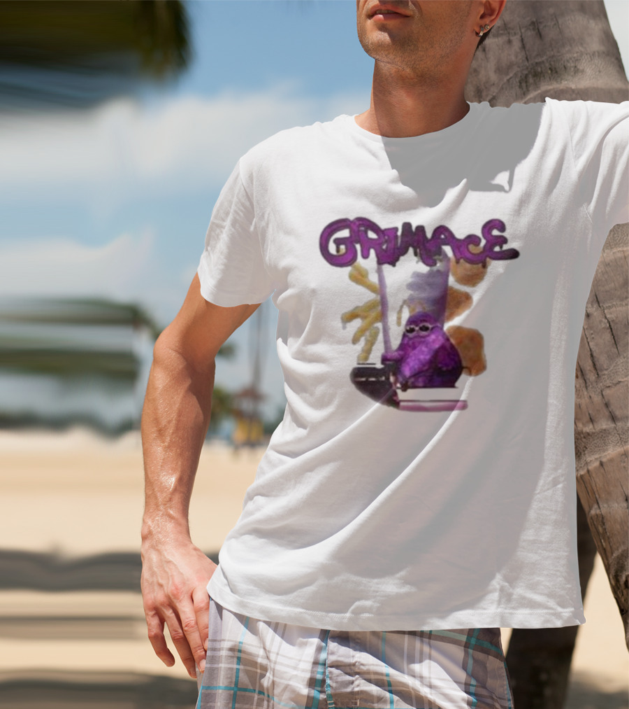Grimace Giggle Grab Purple Character With Sunglasses T-Shirt