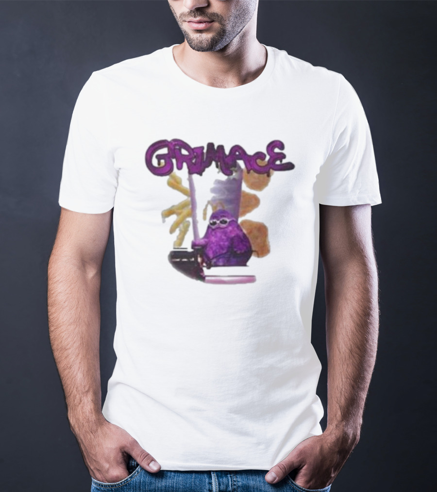 Grimace Giggle Grab Purple Character With Sunglasses T-Shirt