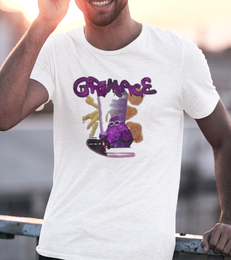 Grimace Giggle Grab Purple Character With Sunglasses T-Shirt