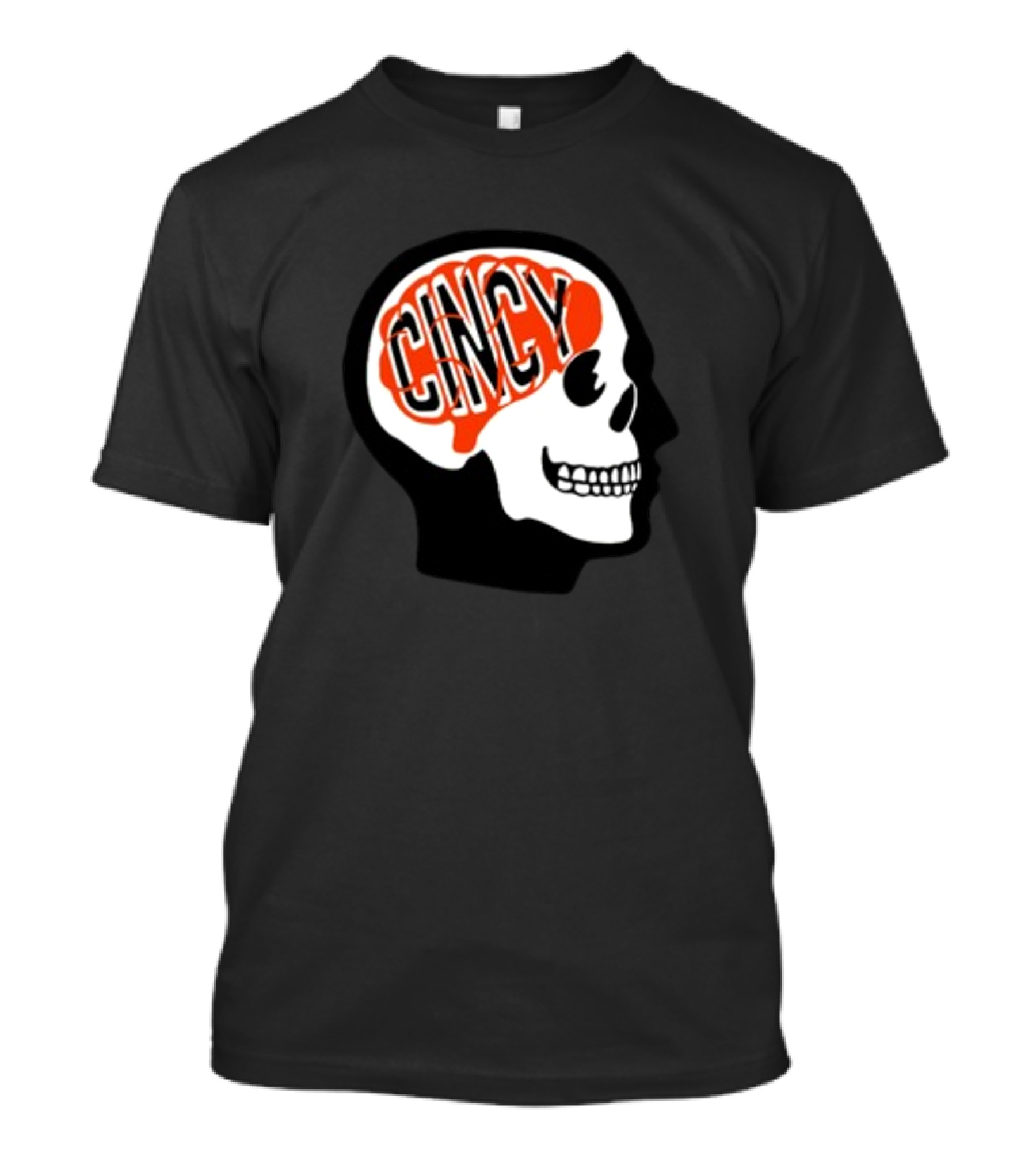 Cincy On The Brain Football Helmet Skull T-Shirt