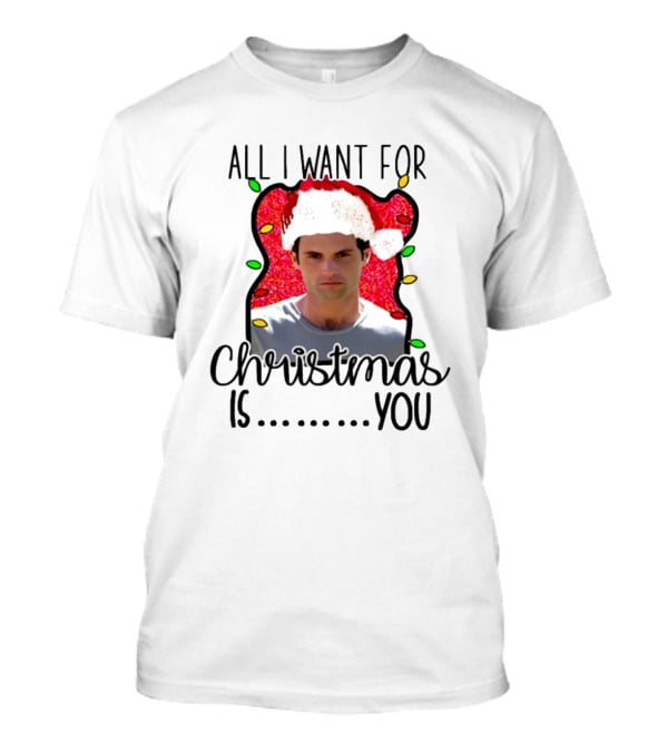 Joe Goldberg Santa Hat All I Want For Christmas Is You Christmas Lights T-Shirt