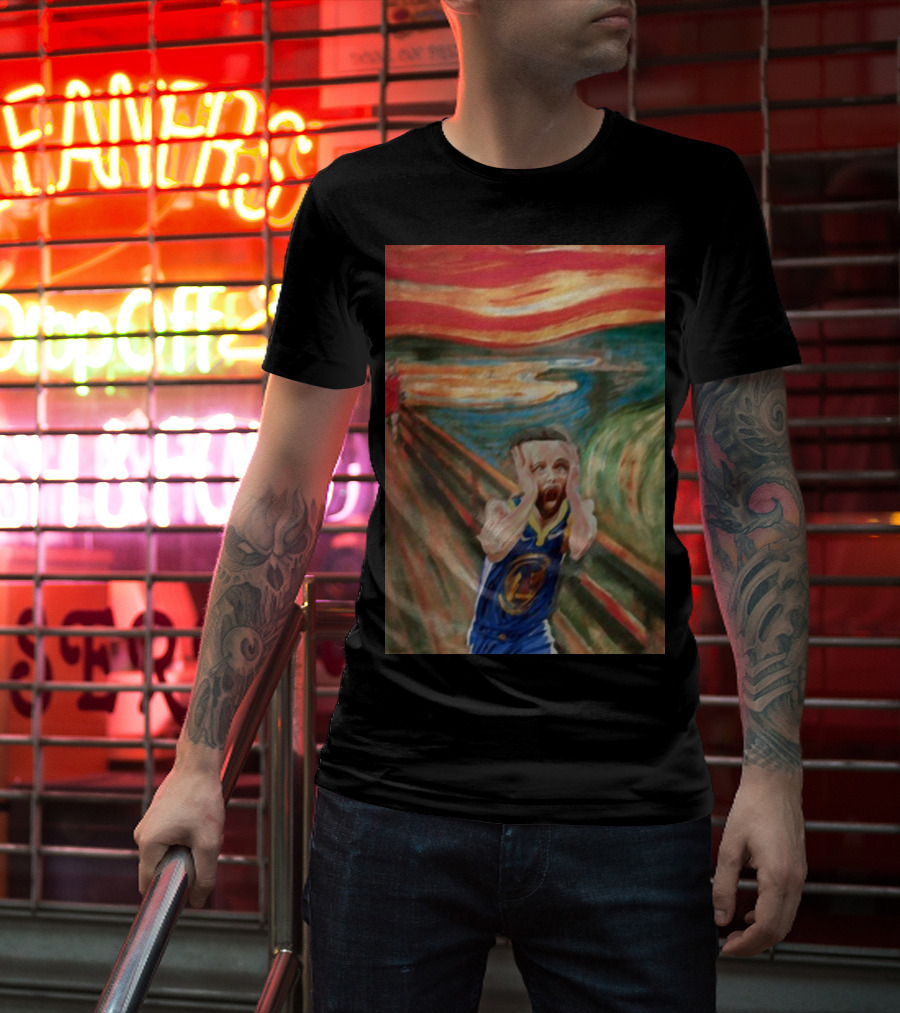 Curry The Scream Basketball Star Meets Iconic Painting Fusion T-Shirt