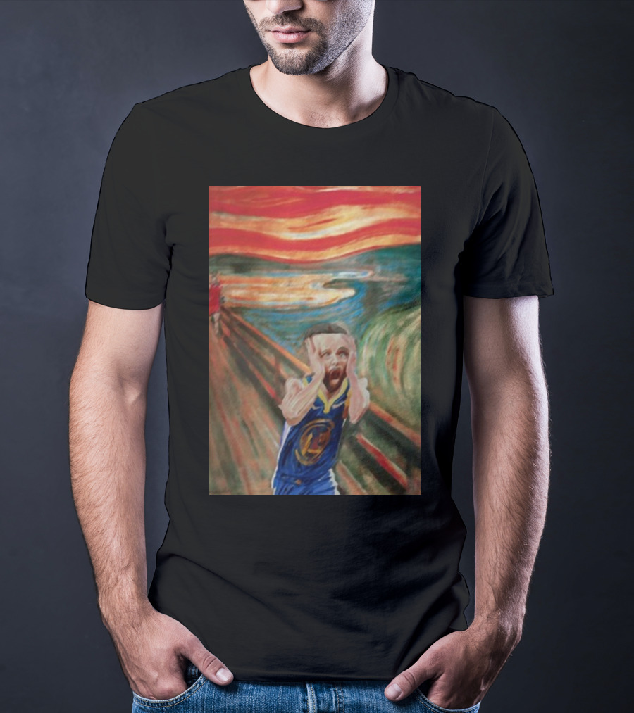 Curry The Scream Basketball Star Meets Iconic Painting Fusion T-Shirt