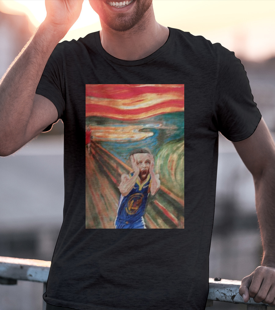 Curry The Scream Basketball Star Meets Iconic Painting Fusion T-Shirt